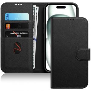 JETech Coque Portefeuille pour iPhone 15 Plus 6,7 Pouces, Étui Housse Magnétique à Rabat en Cuir PU Antichoc avec Porte-Carte, Fonction de Support et Protection de Caméra (Noir) (MuXiaoJun Store, neuf)