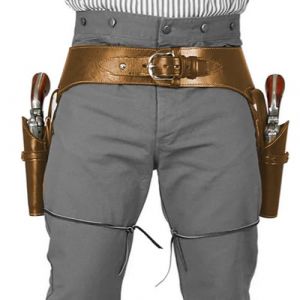 Ceinture de Pistolet Cowboy PU Ceinture Ouest avec Porte-Revolver à Double Pistolet Ceintures occidentales de Taille Unique pour Hommes Costume Steampunk pour la fête Cosplay d'halloween (Brun fo (Shaohua-FR, neuf)
