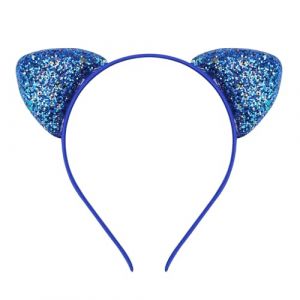 Bandeau de carnaval pour enfant avec oreilles de chat, aspect dessin anim&eacute;, couleurs bonbon, paillettes d'oignon, bandeau fin, &eacute;pingle &agrave; cheveux, accessoires pour cheveux, bleu, taille unique (⭐⭐⭐⭐⭐GuoWeiJin, neuf)