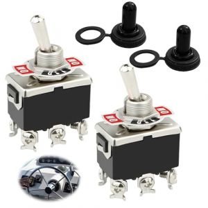 2 Pi&egrave;ces 6Broches/3Positions ON/OFF/ON Interrupteur &agrave; Bascule Robuste, Interrupteur a Bascule 3 Positions avec Capuchon Etanche pour Bateau Auto Camion (Zynqo, neuf)