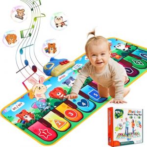 Tapis d'Eveil Bebe Piano Enfant avec 8 Animaux, Jouet Bebe 1 An Tapis Musical d'Eveil Jouet Enfant 1 2 Ans Tapis de Danse Instrument de Musique Bebe Cadeau Anniversaire Enfant 1 2 3 Ans Filles Garçons (Hodream, neuf)