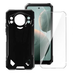 LYZXMY Coque pour Doogee S200 (6.72") + 1 x Verre tremp&eacute; &eacute;cran Film Protecteur - Noir Souple Silicone &Eacute;tui Protection Housse TPU Case Cover (JUNRUIJIA, neuf)