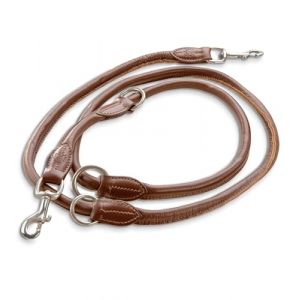 Jack & Russell Dexter Laisse pour chien en cuir véritable de qualité supérieure réglable sur plusieurs positions Marron cognac 2 m (Trachtenhütte, neuf)