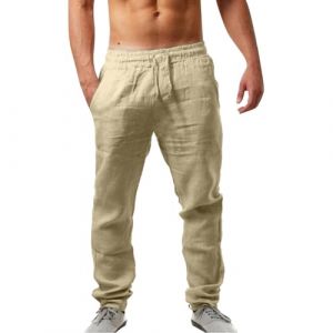 Pantalon Lin Homme &eacute;T&eacute; Chic avec &eacute;Lastique &agrave; La Taille Pantalons Toile V&ecirc;tements De Sport pour Pantalon Tendance Jogging Large Pantalons De Travail Sport Cargo Salopette Homme (LIMUPIN PantalonPro, neuf)