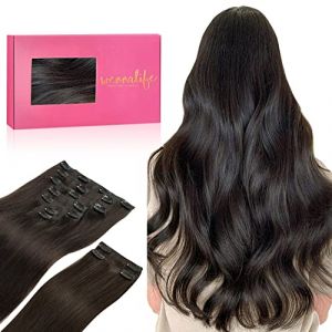 WENNALIFE Extension a Clip Cheveux Naturel, 150g 60cm 9pcs Brun Foncé Extension Cheveux Naturel Humain Remy Extension Cheveux Naturel Clip Humains Vrai Extension Clip Cheveux Naturel (wennalife-FR, neuf)