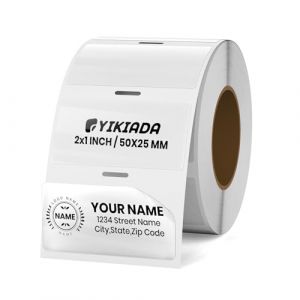 YIKIADA &Eacute;tiquettes thermiques transparentes en vinyle de 25 &times; 50 mm, rouleau rectangulaire, autocollantes, imperm&eacute;ables, pour nom, code-barres, code QR, bricolage, lot de 300 unit&eacute;s (YIJIADA, neuf)