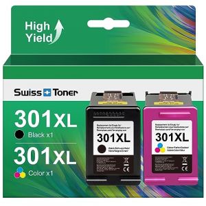 swiss toner 301XL 301 XL Cartouches d'encre Remplacement pour Cartouche HP 301 Noir et Couleur pour Encre HP 301XL pour Envy 4500 4502 5530 DeskJet 1000 1050 2050 2510 OfficeJet 2620 4630 (WISE OFFICE EU, neuf)