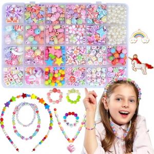 WeiRenLuan Perles Enfant,pour Bracelet Enfant, Kit Perles Bijoux Fille Fabrication Bijoux Jouets Filles de 5 &agrave; 12 Ans, Coffret Fille Cadeaux de No&euml;l et Cadeaux d'anniversaire (WeiMingyang, neuf)