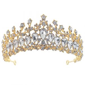 SHERCHPRY Couronne De Mari&eacute;e Coiffure De Mariage Accessoires Pour Robe De Mari&eacute;e Ornement De Cheveux Couleur or Et Blanc (Dnna Huang, neuf)