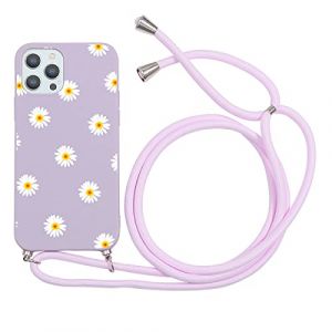 Yoedge Coque Collier pour Apple iPhone 6 / 6S Cordon Violet Silicone Motif Dessin, Etui Housse avec Cordon R&eacute;glable T&eacute;l&eacute;phone Lanyard Case pour iPhone 6S 4,7" Antichoc Collier Cover, Marguerite 1 (Herr Dietmar, neuf)
