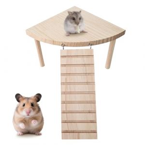 wlsvega Plateforme en Bois pour Hamster - Jouet en Bois pour Hamster - Plateforme deHamster avec Pont D'&eacute;Chelle - Accessoires pour Cage avec &eacute;Chelle, Adapt&eacute;S aux Hamsters, Gerbilles, Souris (Axiangding, neuf)