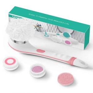 VOYOR 4 en 1 brosse dos douche brosse pour le dos électrique brosse douche pour le dos avec manche long pour femme homme exfoliant, nettoyage de la peau, massage rechargeable sans fil BC100 (Rose) (Voyor-FR, neuf)