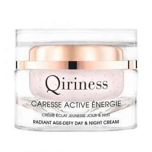 Qiriness - Cr&egrave;me &Eacute;clat Jour & Nuit - Caresse Active &Eacute;nergie - Laurier, Grenade, Vitamine B3 - Pour le Visage - Tous Types de Peaux - Rose Clair - 50 ml (Qiriness Europe, neuf)