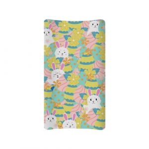 BYCHECAR Housse de matelas &agrave; langer ultra douce et extensible pour filles - Motif lapin de P&acirc;ques - Vert (BYCHECAR, neuf)