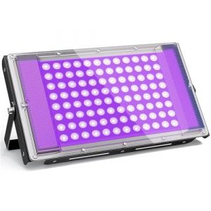 GKT 100W Projecteur Lumiere Noire, Lumiere UV, Etanche IP66, Lumière Noire avec Prise, Pour Halloween, Noël, Body Painting, Affiche Fluorescente, Soirées à la Lumière Noire (Jaenar LCC, neuf)