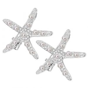 Épingle à cheveux étoile de mer,épingle à cheveux étoile de mer,2X épingle à cheveux en strass pour coiffure de mariage - Épingles à cheveux en strass, accessoires pour cheveux mignons, étoile de mer (dictantop, neuf)