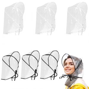 VireEyU Pack de 6 Chapeaux de Pluie Transparents – Protection en Plastique, Idéal pour les Coiffures, Chapeau de Pluie Universel pour Hommes et Femmes, Pratique et Confortable par Temps Pluvieux (CHENZYU SARL, neuf)