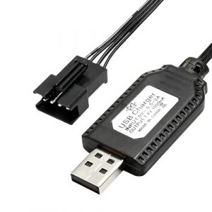 2-Pack Chargeur Lipo 2S 7.4V USB, Chargeur Voiture T&eacute;l&eacute;command&eacute;, USB Chargeur C&acirc;ble RC Universel avec Connecteur SM-4P Plug, Charge Rapide et S&eacute;curis&eacute;e pour Voiture, Camion, Drone, Bateau, Train RC (JiaHeHe, neuf)