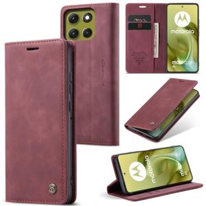 WJXEXRS Coque pour Motorola Moto G86 5G, Etui Premium Housse en Cuir Pochette Protection Portefeuille, Rabat Clapet Case, Pliable support Porte Carte Magn&eacute;tique &Eacute;tui pour Motorola Moto G86 - Vin Rouge (WJXEXRS, neuf)
