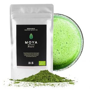 Thé matcha biologique 100% Moya Matcha Thé Vert Poudre du Japon | 100g Premium Récolté dans la Région Uji | Qualité de Cérémonie (I) | certifié agriculture organique | à utiliser avec de l'eau (MOYA MATCHA, neuf)