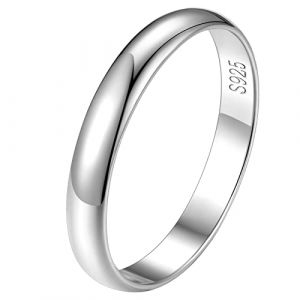 FindChic Bague Ado Fille Argent 925 57 3 mm Bague Femme Bagues pour Homme Alliance Couple Fiancaille Mariage Valentin Petit Anneau Promesse Eternit&eacute; Cadeau Maman Adult Index Annulaire Petit Doigt (FindChic Jewellery, neuf)