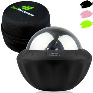 Boule de Massage Musculaire Froid et Chaud avec Balle Métallique et Gel 8cm Ø - Rouleau de Massage RollOn Manuel Detente, Relaxation, Reflexologie, Bien-être, Cellulite, Dos et Pieds (Noir) (Feel Recovery, neuf)