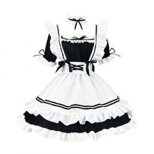 Generisch Robe de cosplay mignonne pour femme manga - Costume de manga - Tenue Lolita avec chapeau - Longueur genou - Pour carnaval, f&ecirc;te &agrave; th&egrave;me, Noir , L (PIQ_hkti, neuf)