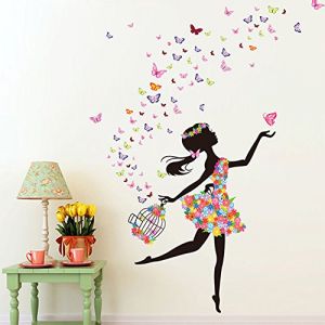 Wallpark Romantique Dansant Fille Fleur Fée Papillon Amovible Stickers Muraux Autocollants, Enfants Bébé Chambre Pépinière DIY Décoratif Adhésif Stickers Mural (cecile store, neuf)