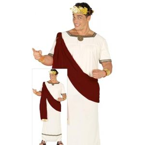FIESTAS GUIRCA | Costume d'Auguste Adulte (52-54/L) - Cape et Tunique pour Homme - Costume d'Empereur Romain et Grec pour Événements Thématiques - Granat et Beige (ECOMMERC3, neuf)