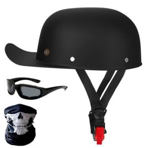 BYGMWEP Casque de Moto Ouvert R&eacute;tro Casquette de Baseball Casque Jet Demi-Casques Hommes Femmes pour Scooter Cyclomoteur Cruiser Cap Street Jet, Approuv&eacute; par ECE, pour Hommes et Femmes (lvliangshilishiquyufeizonghedian, neuf)