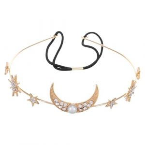 VICASKY Bandeau Étoile Lune Géométrique Perle Strass Élastique Accessoire Cheveux Déguisement Bandeau Extensible Bijoux Étoiles Et Lune (Micanties, neuf)