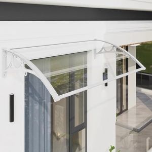 kefu01 Auvent de Porte et Fenêtres Incurvée,Auvent Marquise en Polycarbonate Transparent,Auvent de Patio Domestique en Alliage d'Aluminium,avec Support Blanc,pour Cour,Villa,Garage (80x110cm/31 x42) (xiaopan yi, neuf)