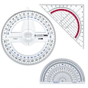 KNUIUYY Cercle Rapporteur 3 Pi&egrave;ces, Rapporteur 180 degr&eacute;s, Triangle de G&eacute;om&eacute;trie Transparent, 360 Degr&eacute;s Rapporteur R&egrave;gle Bras Oscillant Angle Rapporteur en Plastique Cercle Mesure pour L' &eacute;cole Burea (guangzhoutianqixiefuyouxiangongsi, neuf)
