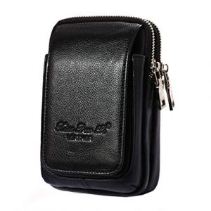 Xieben Sac en Cuir de Ceinture de Téléphone pour Les Hommes Femmes Portable Boucle Holster Case Mini Sac de Voyage Pack Bourse Portefeuille Noir (XieBen, neuf)