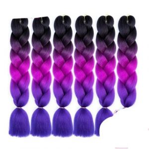 WBLSPA Extensions de Cheveux de tressage de Tresses Jumbo synthétiques pour Les Femmes Texture Noir Bleu Hair-XC10-24inch-CHINA-6Pcs/Lot (guangzhouliyeshangmaoyouxiangongsi 85244, neuf)