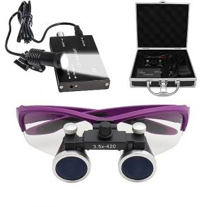 Loupe dentaire,Loupe binoculaire,3.5X 420mm Loupes Chirurgicales Dentaires with LED Headlight, Utilisé en dentisterie, Chirurgie, bijoutier ou Passe Temps, Loupe Portable (Brand-2022-065971, neuf)