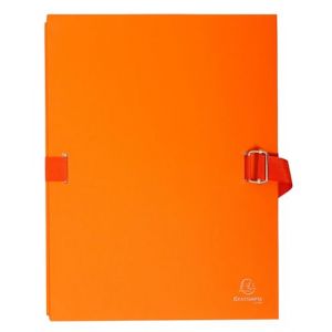 Exacompta - R&eacute;f. 223245E - Carton de 10 chemises &agrave; dos extensible en papier toil&eacute; couleur - fermeture par sangle - avec rabat en pied - boucle &agrave; coulisseau crant&eacute; - dim 24 x 32 cm - couleur orange (OFFICE24_7 F, neuf)