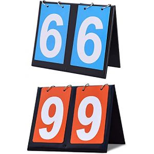 Laufunjoy Tableau de Bord Sportif, Tableau de Bord à 2 Chiffres Tableau de Bord Flip Portable Tableau de Score Pliable Tableau de Bord pour Les Compétitions de Basket-Ball, Football et de Baseball (JJLa-EU, neuf)