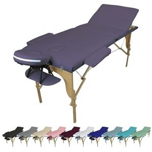 Vivezen - Table de Massage Pliante 3 Zones en Bois avec Panneau Reiki + Accessoires et Housse de Transport - Plusieurs Coloris (EGK Distribution, neuf)