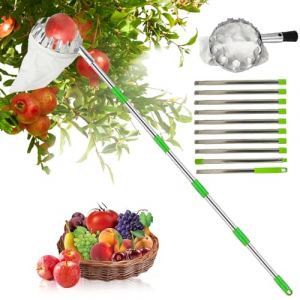 Anyingkai Cueille Fruit telescopique,Ramasse Pomme,Cueilleur de Fruits Amovible,Ramasse Noisette,Cueille Cerise,Ramasse Pomme, Outil Cueillette Jardin Arbre Poires Pêches cueille Fruit(4.2m) (DAJIDALI-DE, neuf)