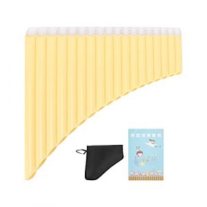 Flûte de Pan ABS 16-Tone Tube C Instruments de Musique Clés avec Sac à Main Rembourré en Nylon pour Enfants Adultes Débutants(jaune) (Gytibedv, neuf)