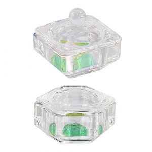 DEARMAMY 2pi&egrave;ces Godet &agrave; Ongles Verre Avec Couvercle R&eacute;cipient Pour Liquide Acrylique Godet Verre Pour Manucure (Liiane, neuf)