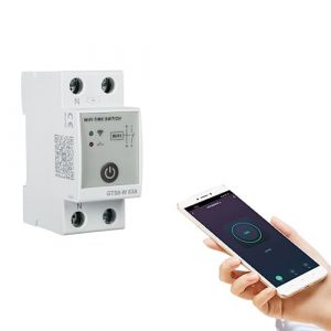 Jadeshay Commutateur Wifi Minuterie Intelligente Wi-Fi Horloge Modulaire Connect&eacute;e WiFi Contr&ocirc;lable &agrave; Distance via Tuya APP AC220V 4P 63A (jadeshay, neuf)