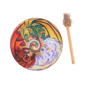 MagiDeal Tambour chamanique avec baguettes - Jeux, Festival, Adultes, Musique spirituelle - Accessoires utiles, D&eacute;butants, Portable - Tambour chamanique, 3 Dragon (Grand Plaisir 360, neuf)