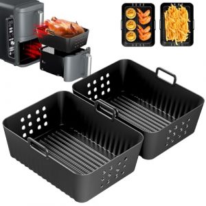 2 Paquet Moule Air Fryer pour Ninja Double Stack XL Friteuse Sans Huile SL400EU, Silicone Moule Accessoires Airfryer pour Foodi Max Dual Zone 9.5L AF400EU AF300EU 7.6L, Plat Pour Cuisine (xunlaimaoyi, neuf)