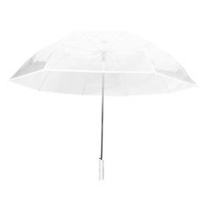 SMATI Grand Parapluie Golf Transparent - Solide ; Diamètre= 124cm ; Ouverture automatique ; Parapluie mixte ; Pour 2 personnes ; idéal mariage ; Couleur liseré BLANC (Umbrella republic, neuf)