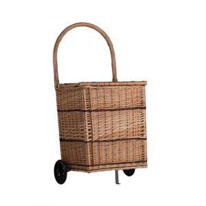 e-wicker24 Alles aus Weide Panier à bûches de cheminée sur roulettes - Chariot en osier - Chariot de rangement - Panier à provisions-Caddie à roulettes-Poussette de Transport (avec couvercle) (e-wicker24, neuf)