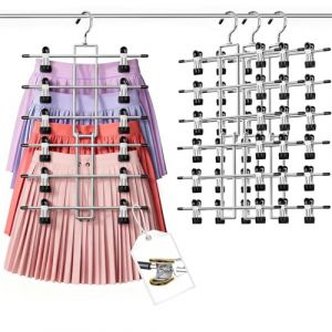 Damita Cintre Pantalon & Jupe &agrave; Pinces Gain de Place 6 Niveaux, Cintre Pince Pivotant 360&deg;, Conception sans danger pour les doigts &ndash; Rangement Dressing, Appartement, Dortoir robustes 3-pack (PINGPAK EU, neuf)