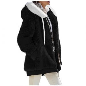 WZYYDS Veste Polaire Femme Fille Hiver Chaude Sweats Manteau À Capuche Zippé Laine Épais Grande Taille Teddy Blousons Fourrure Hooded Manche Longue Pas Cher Mode Automne Hiver Outerwear (WZYYDS, neuf)