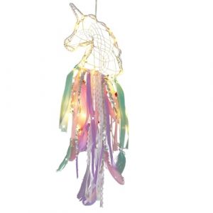 NHQZ 1 Pinces Attrape Rêve Licorne Lumineux Led, 55Cm Decoration Chambre Fille Fait Main Lumineux Attrapeur De Rêves Plume, Attrape Reve Enfant (NHQZ, neuf)